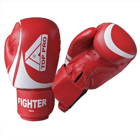 Top Pro Fighter Gloves Red & White 16oz